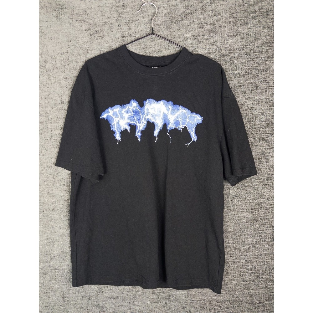 Revenge Storm T Shirt Mens L Black Spell Out Logo Short Sleeve Cotton Crewneck